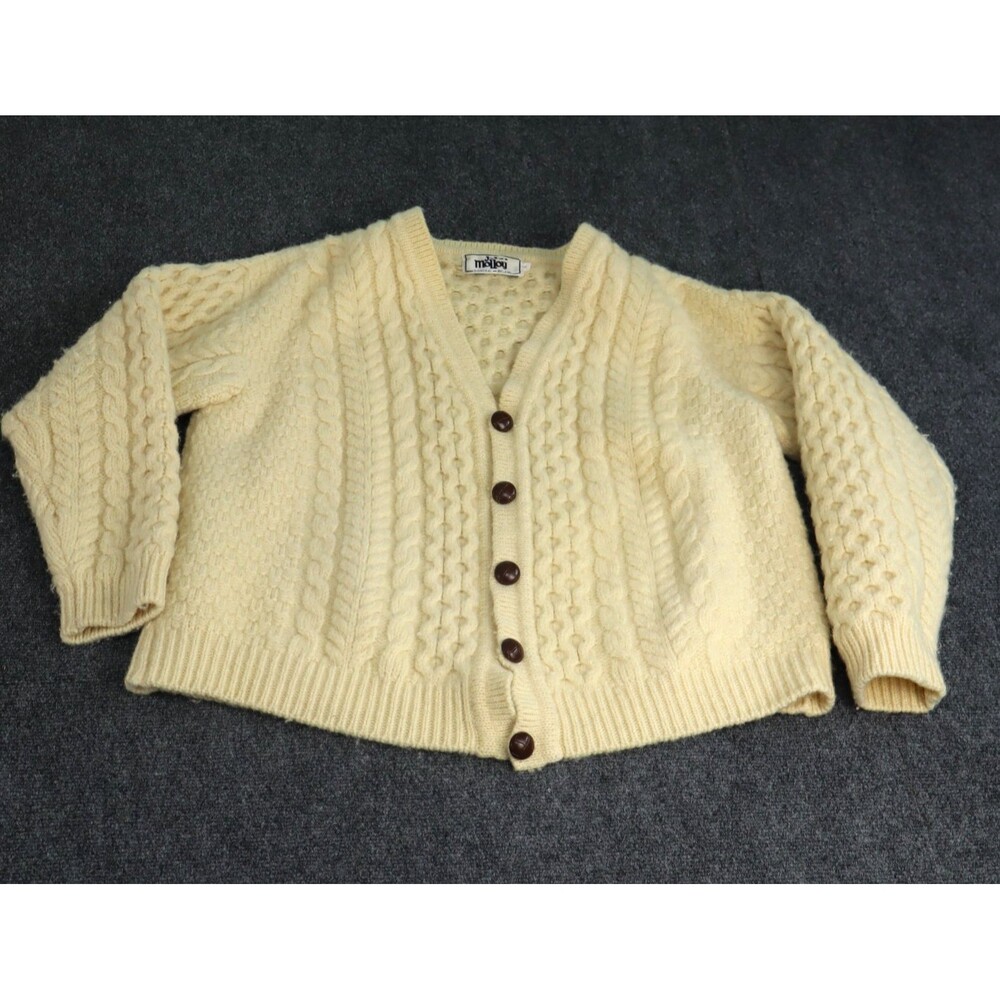 Vintage John Molloy Irish Fisherman Cardigan Sweater 100% Pure New Wool Buttons